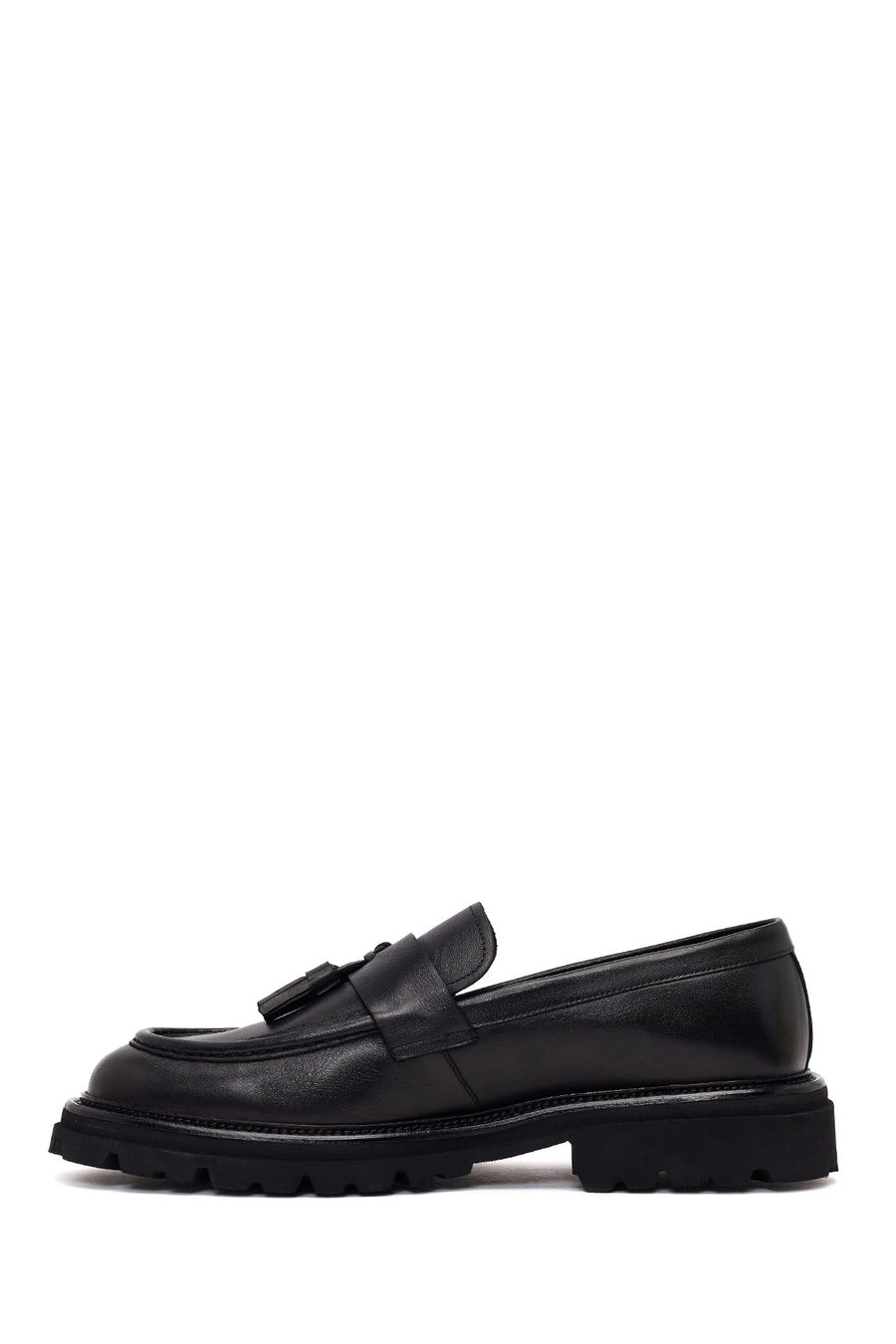 Male Black Tasselled Leather Casual Loafer
