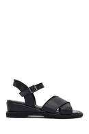 Women's Black Ankle Buckle Platform Leather Sandals | Derimod