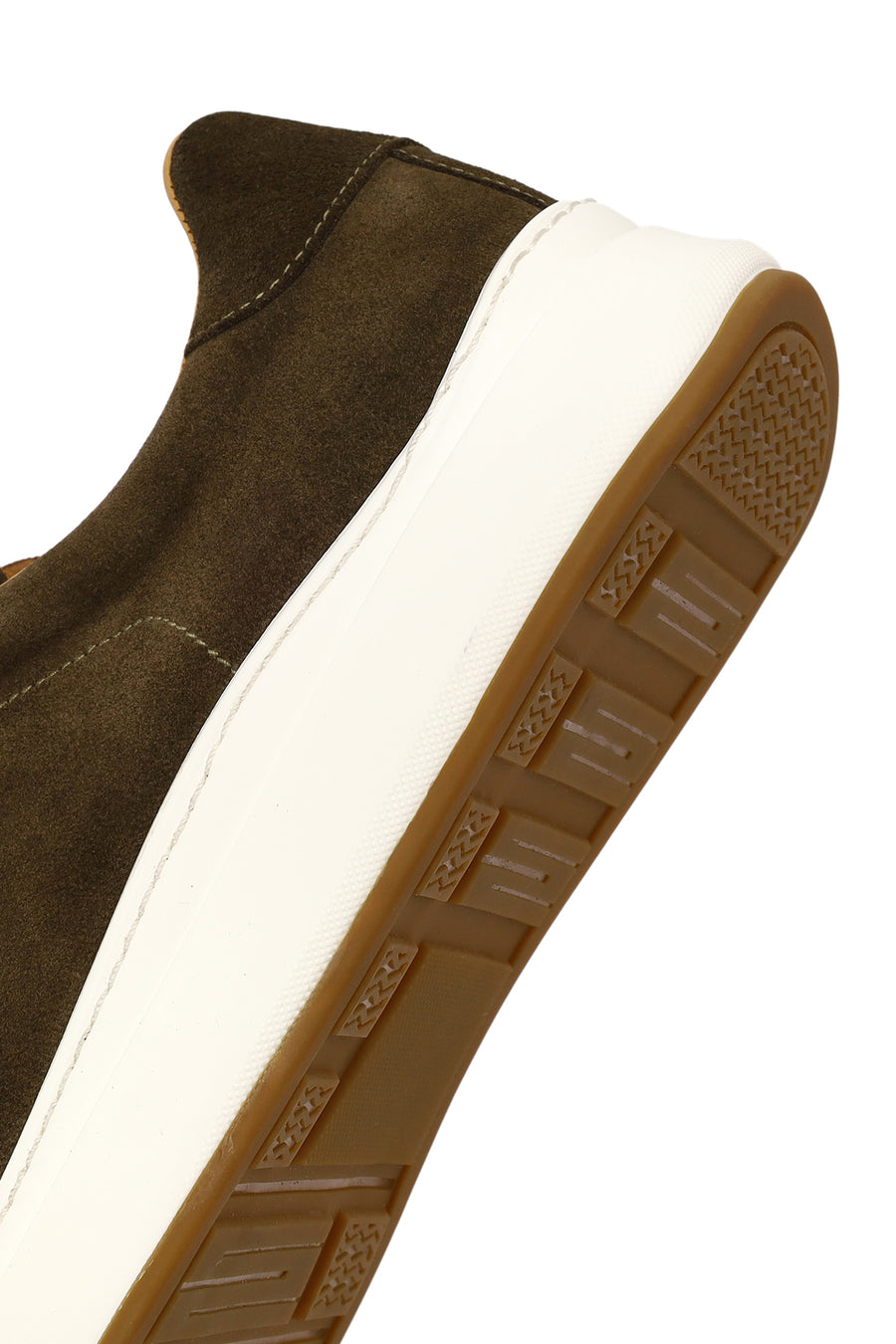 Male Khaki Lace-Up Thick-Soled Suede Leather Sneaker