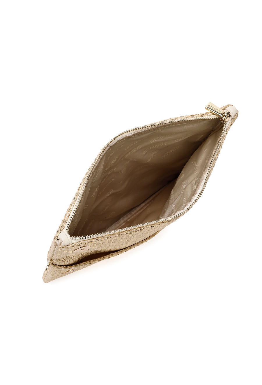 Women's Beige Chain Strap Woven Clutch Bag