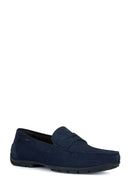 Geox Men's Navy Blue Moner Suede Leather Masculine Loafer | Derimod