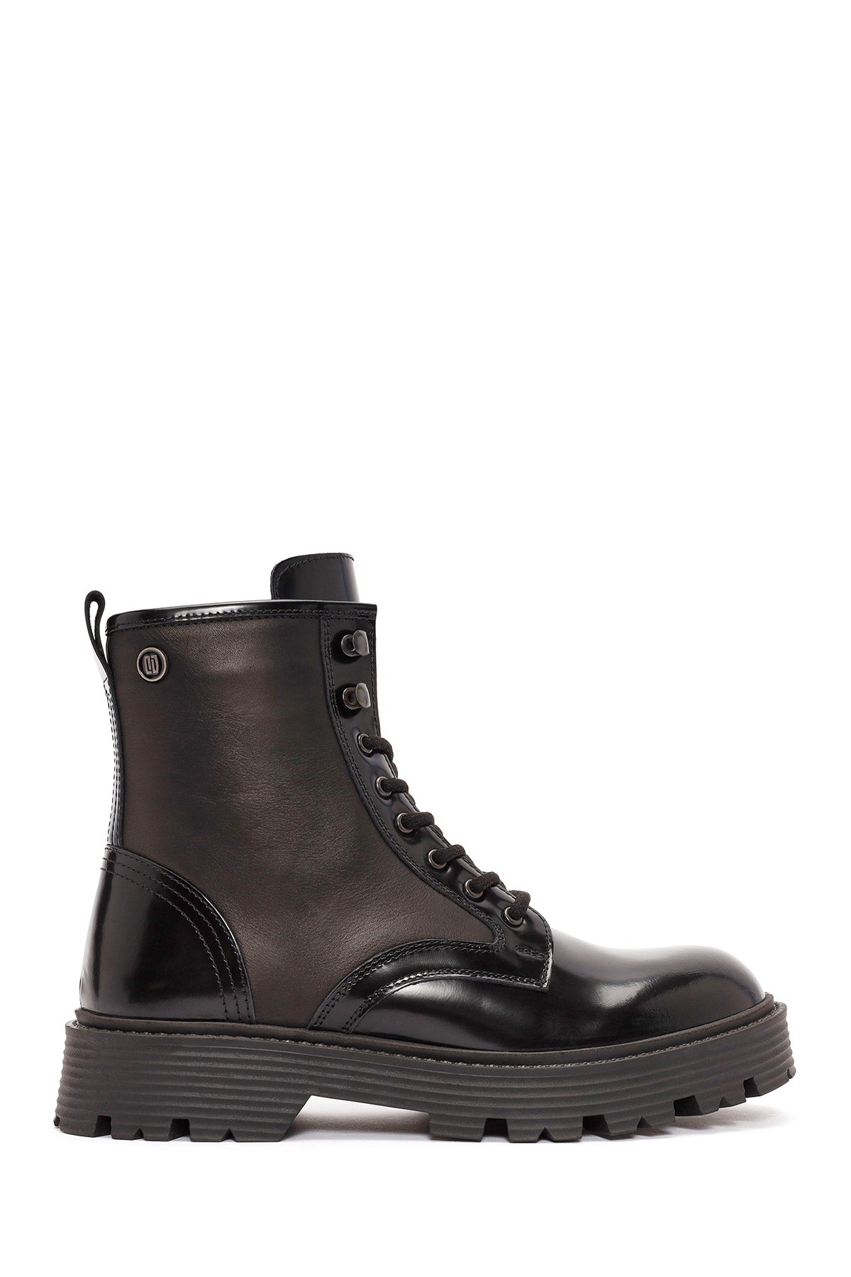 Men's Black Lace-Up Leather Combat Boots 24WFD701322 | Derimod