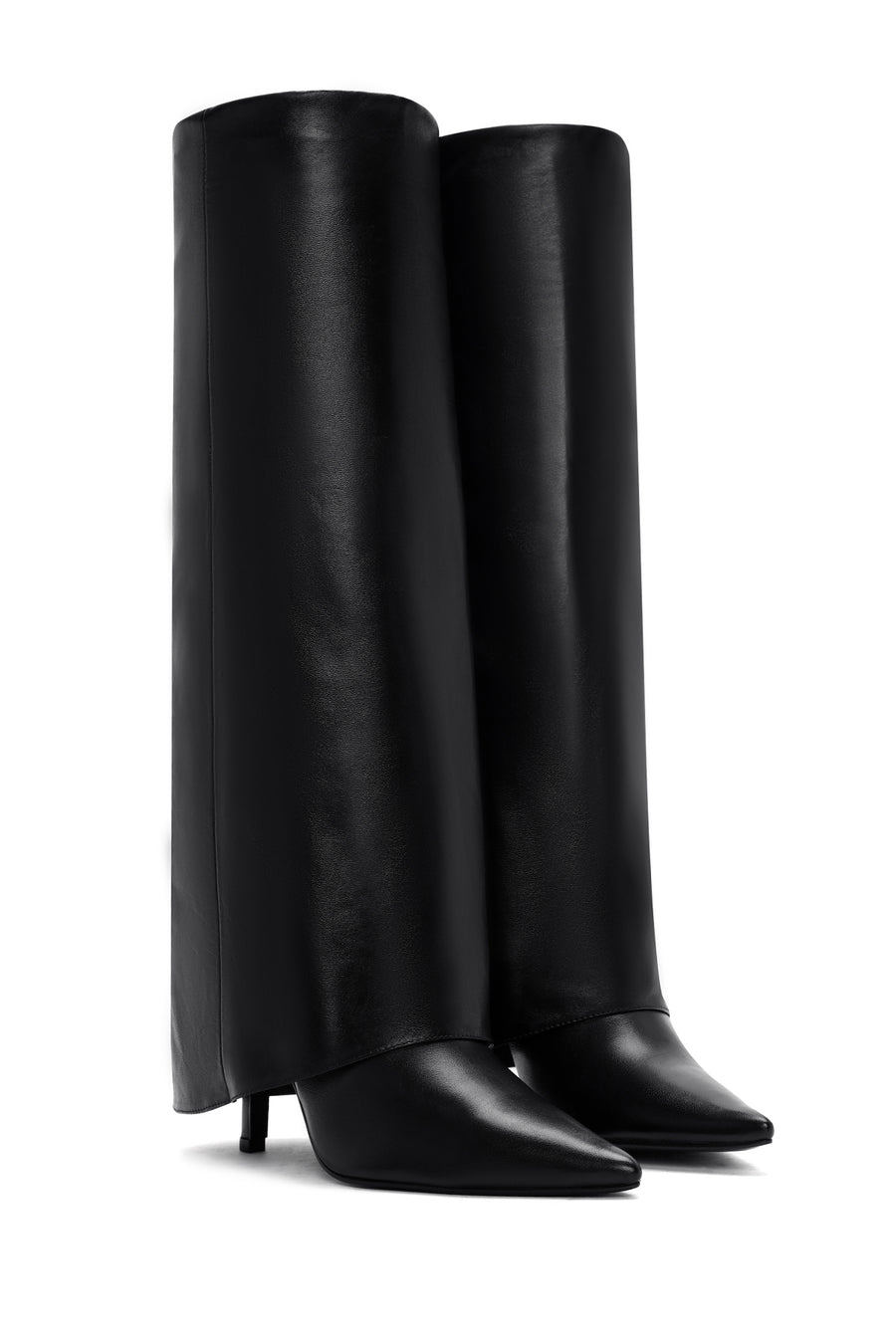 Woman Black Thin High Heels Leather Boot