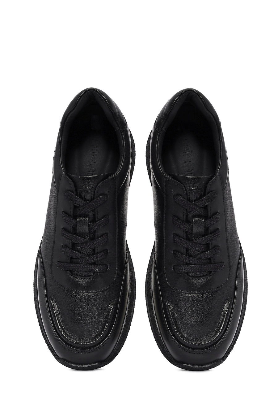 Men's Black Lace-up Leather Sneaker