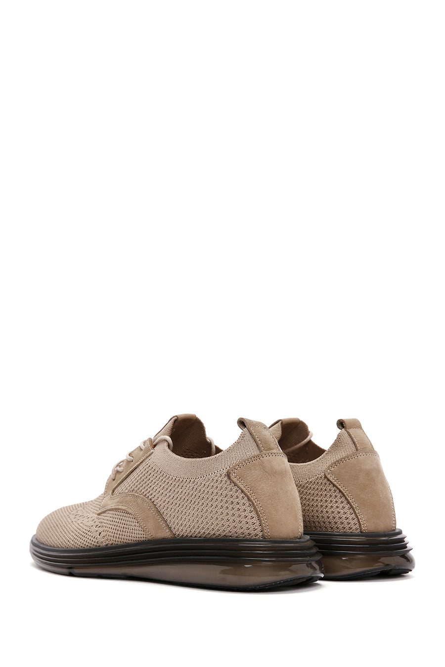 Men's Mink Thick Sole Nubuck Detailed Lace Up Fabric Sneaker