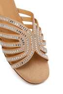 Woman Beige Rhinestone Slipper | Derimod