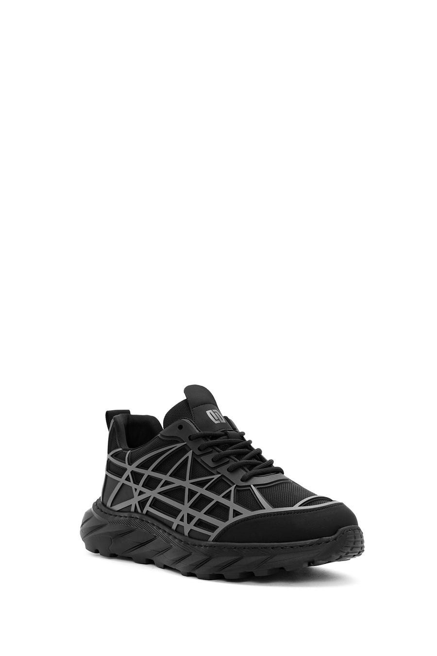 Erkek Siyah Bağcıklı Kalın Tabanlı Kumaş Sneaker