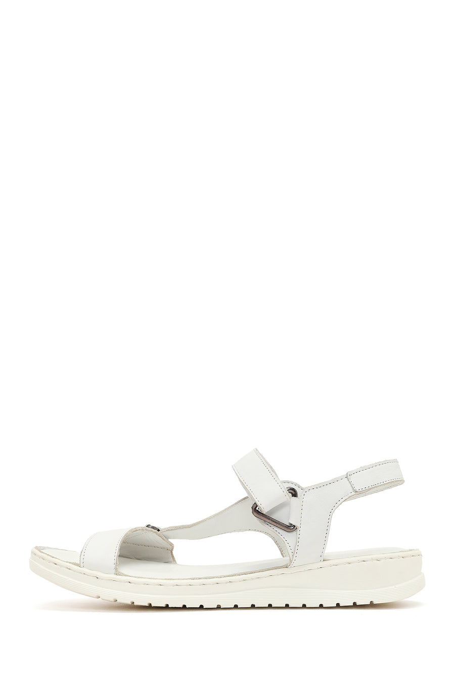 Women's White Leather Comfort Sandals