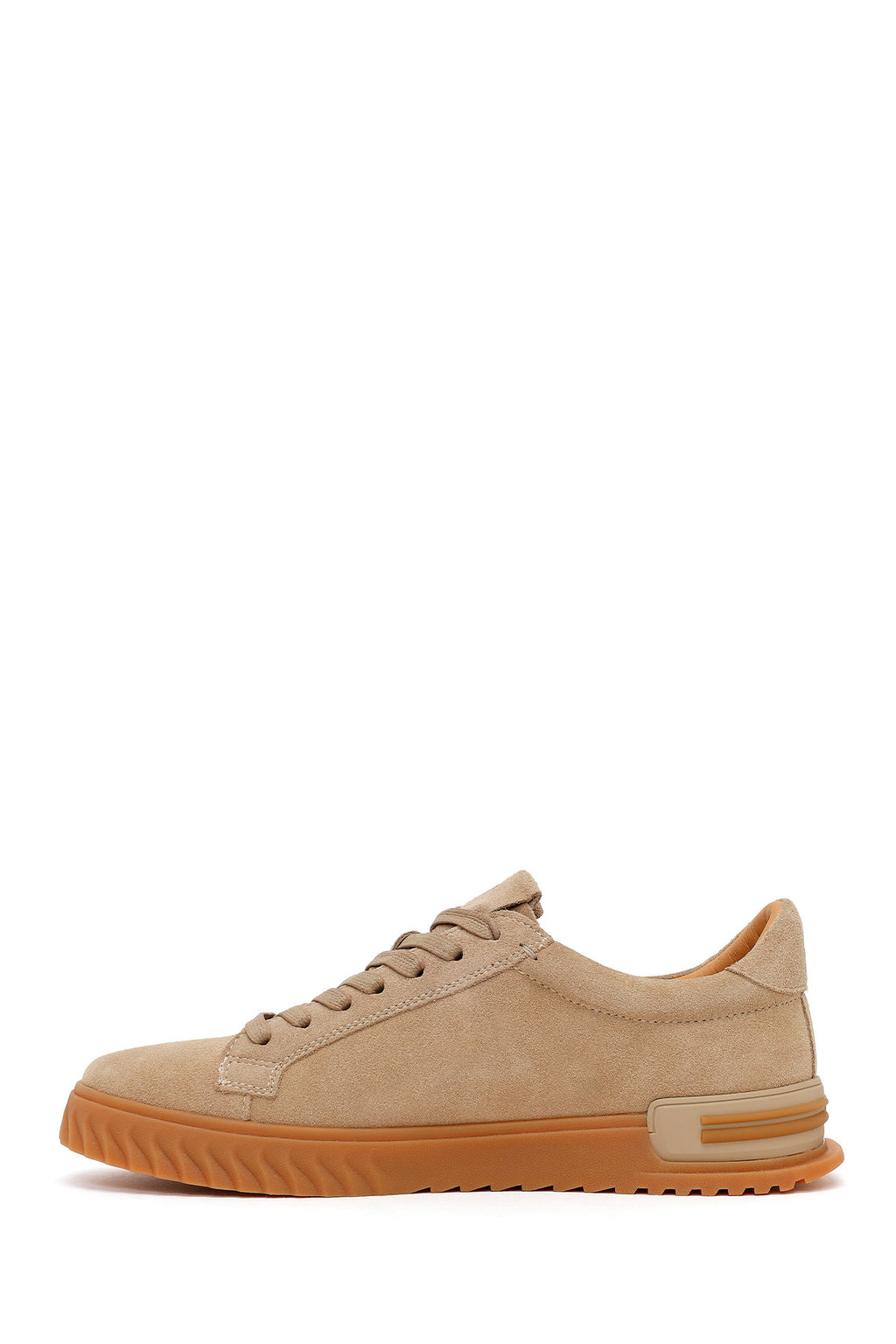 Erkek Bej Bağcıklı Süet Deri Casual Sneaker