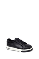 Erkek Siyah Bağcıklı Kalın Tabanlı Deri Sneaker | Derimod