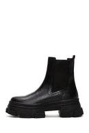 Women's Black Leather Thick Soled Chelsea Boots | Derimod