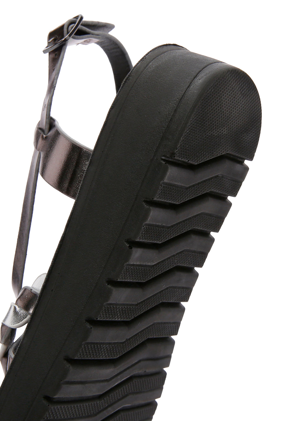 Women's Anthracite Ankle Strap Metallic Sandals