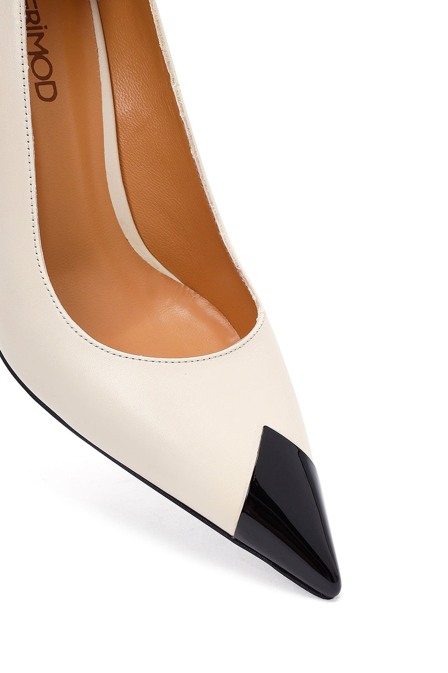 Women's Cream Thin Heeled Leather Stiletto