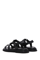 Women's Black Ankle Strap Leather Comfort Sandals | Derimod