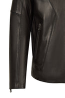 Musiala Male Black Slim-Fit Leather Jacket | Derimod