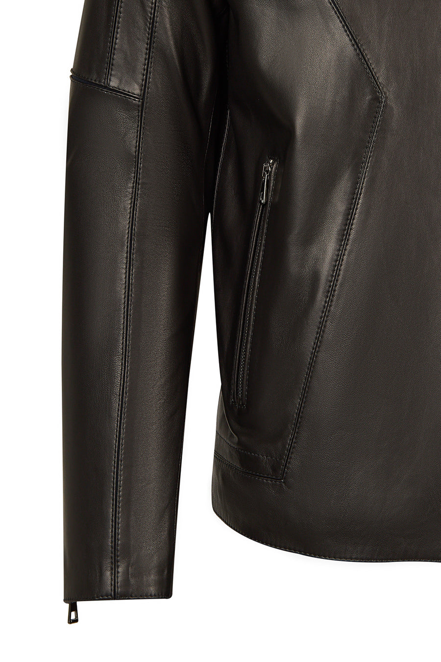 Musiala Male Black Slim-Fit Leather Jacket