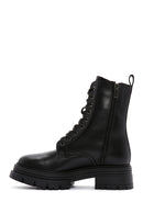 Women's Black Thick Soled Leather Boots | Derimod