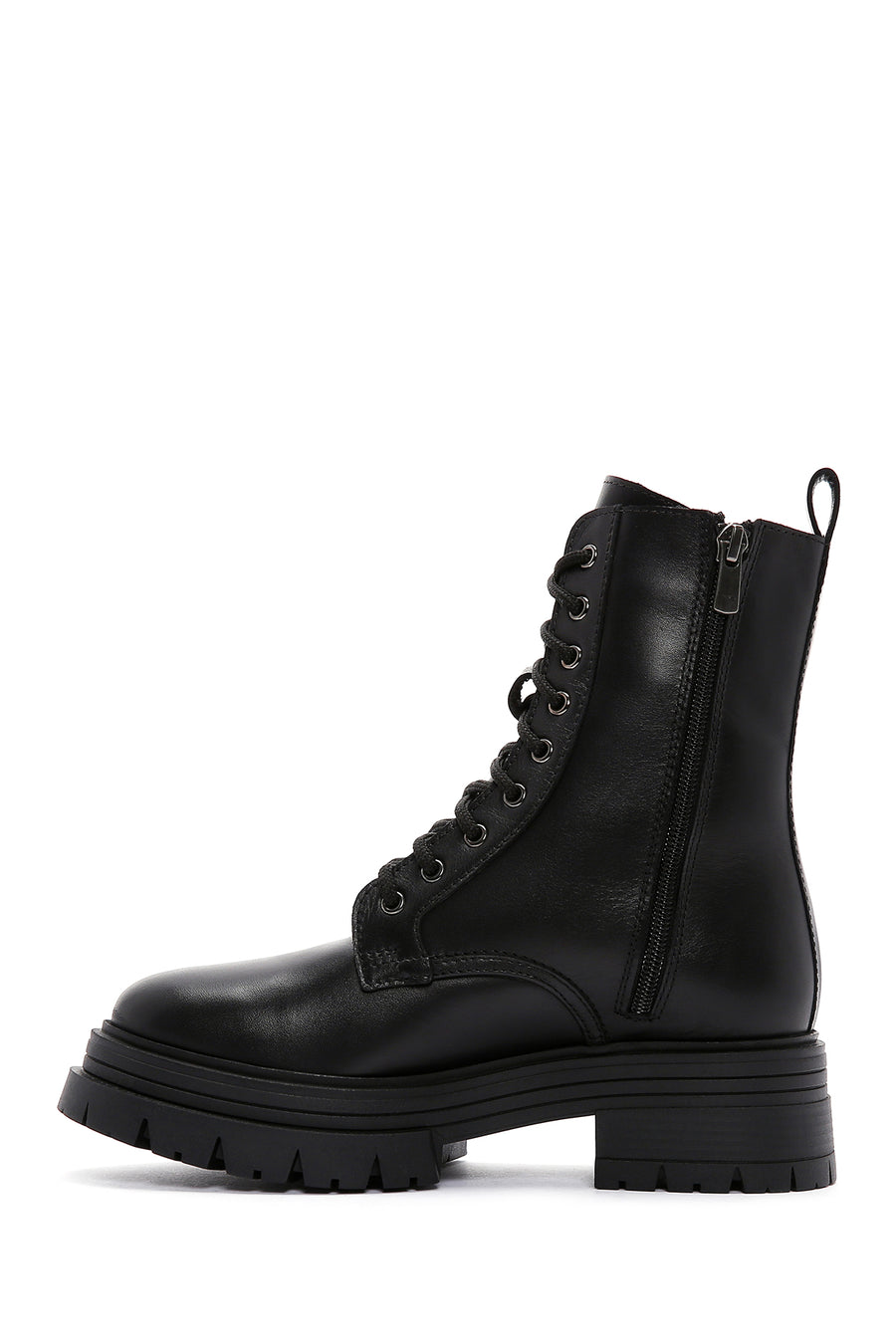 Women's Black Zippered Leather Boots