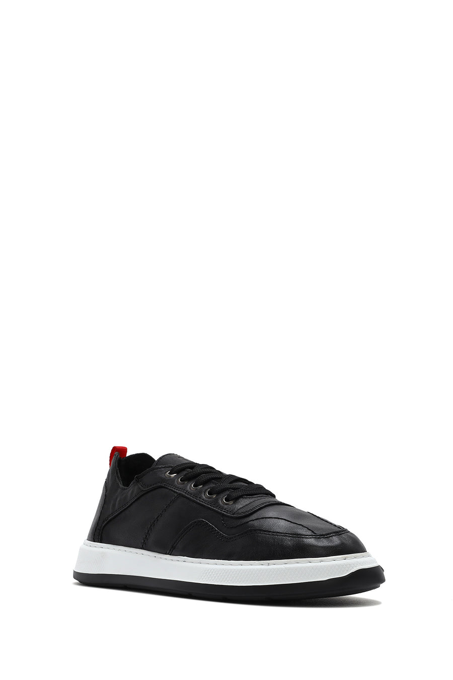 Men's Black Lace-up Leather Sneaker