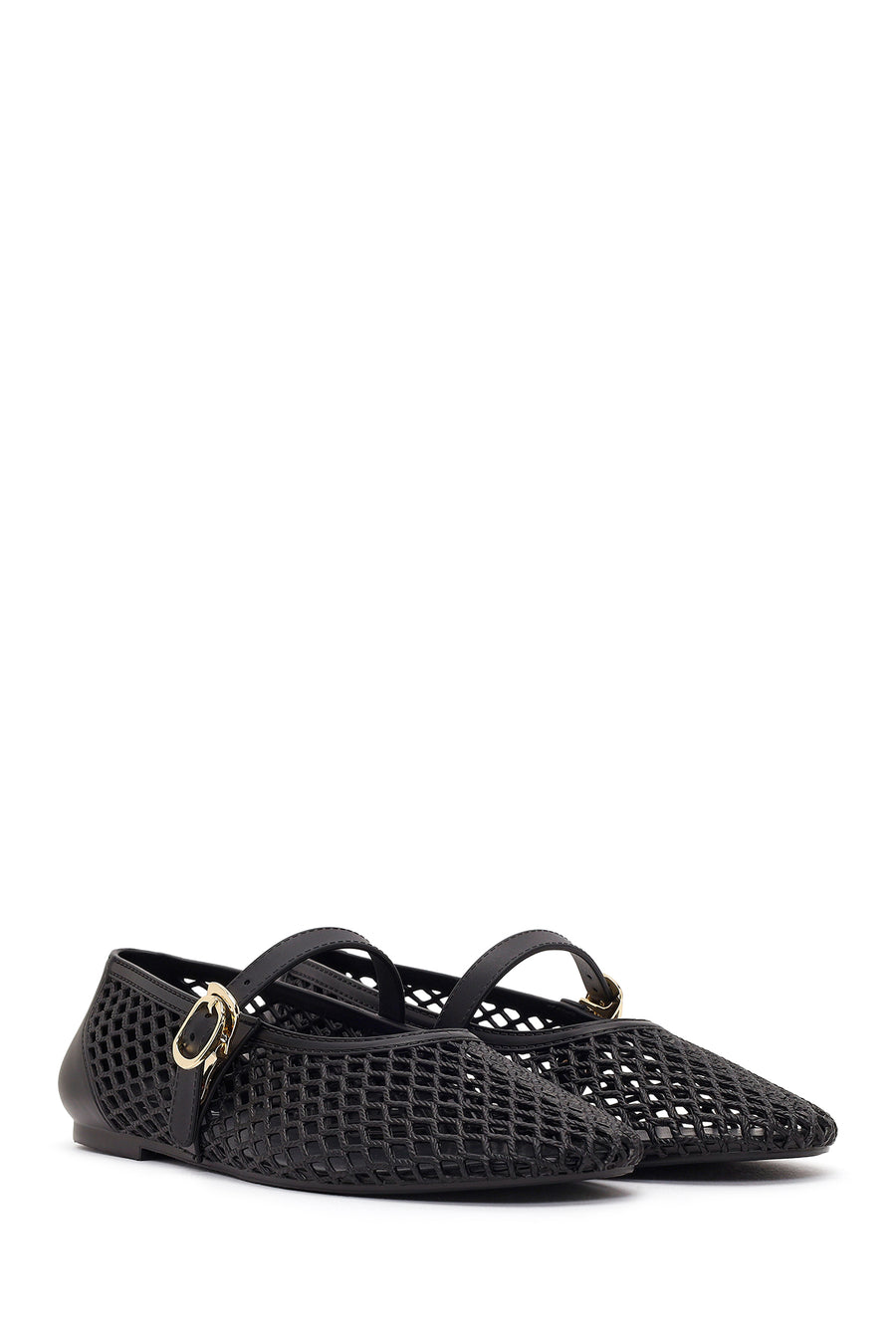 Women's Black Buckled Jelly Ballerinas