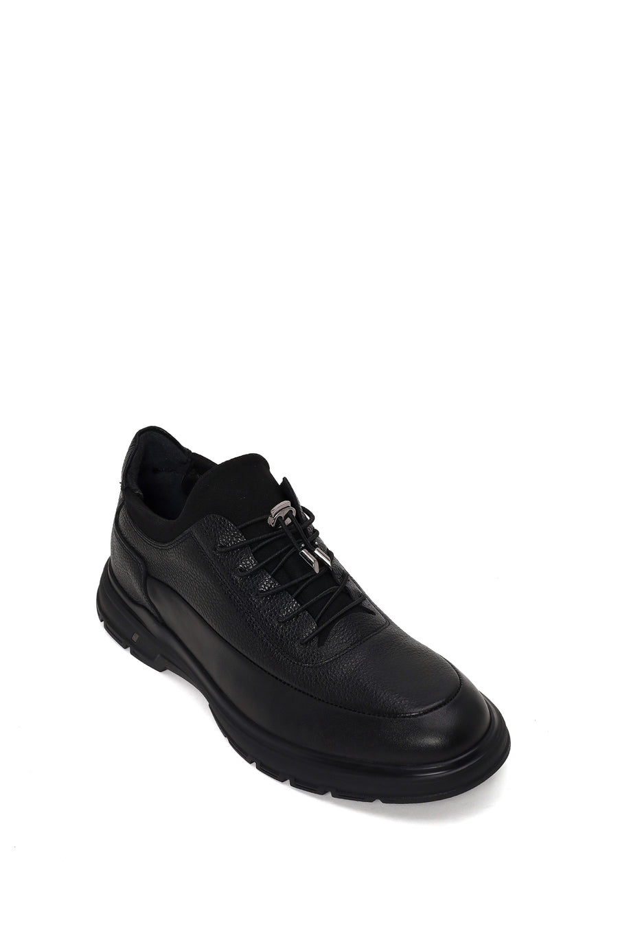 Male Black Lace-up Leather Casual Sneaker