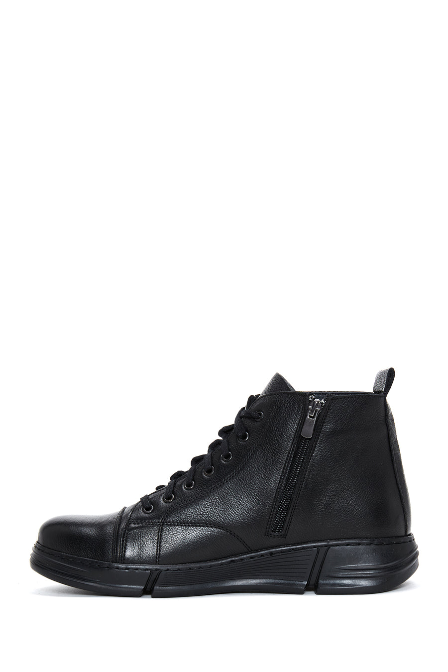 Men's Black Leather Zippered Boots