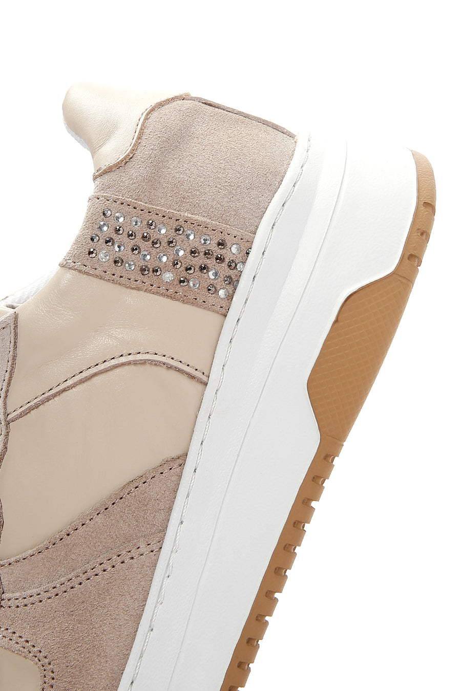 Kadın Bej Süet Deri Detaylı Sneaker