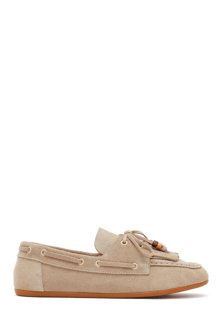 Women's Beige Tassel Suede Leather Loafer 26PFD221110 | Derimod