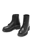 Women's Black Zippered Leather Boots | Derimod