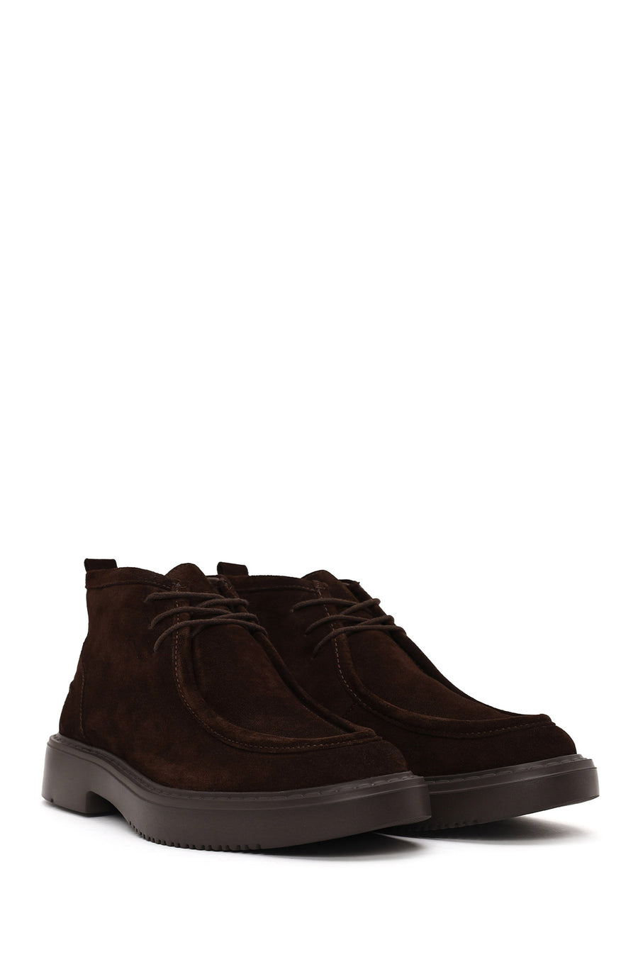 Male Brown Lace-Up Thick-Soled Suede Casual Boots