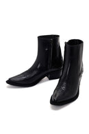 Women's Black Leather Heeled Cowboy Boots | Derimod