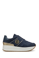 Geox Kadın Lacivert  Low-Top Bağcıklı Kalın Tabanlı Süet Deri Sneaker | Derimod