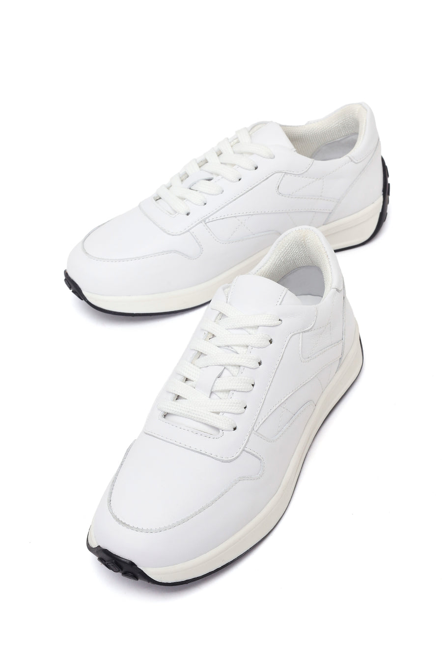 Kadın Beyaz Bağcıklı Deri Sneaker