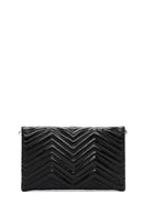 Women's Black Long Chain Strap Quilted Clutch Bag | Derimod