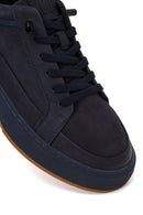 Male Navy Lace-up Nubuck Leather Sneaker | Derimod