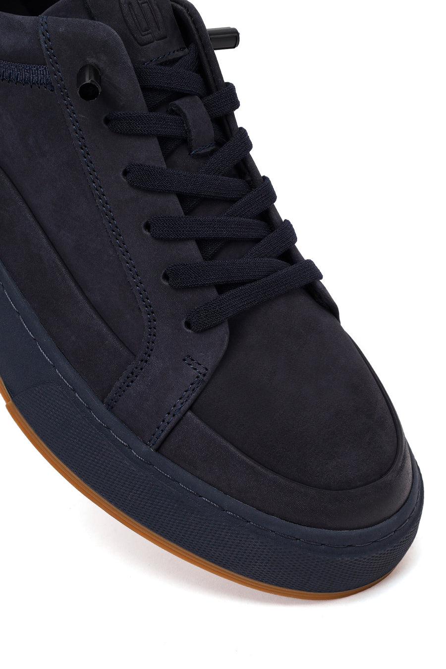Erkek Lacivert Bağcıklı Nubuk Deri Sneaker