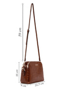 Women's Tan Long Strap Crocodile Patterned Crossbody Bag | Derimod