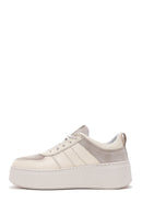 Women's Beige Leather Thick Soled Sneaker | Derimod