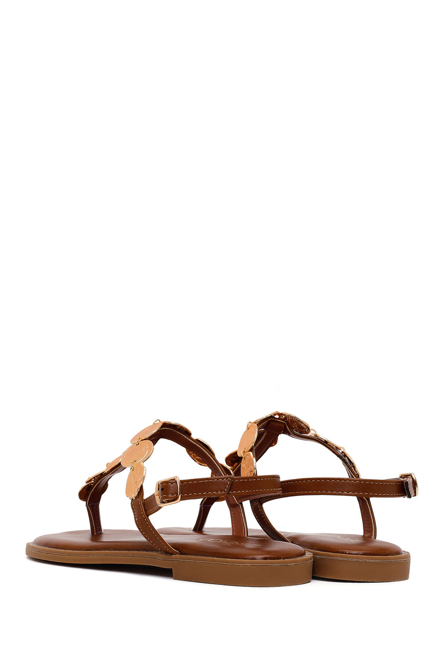 Woman Brown Jeweled Toe-Post Sandal