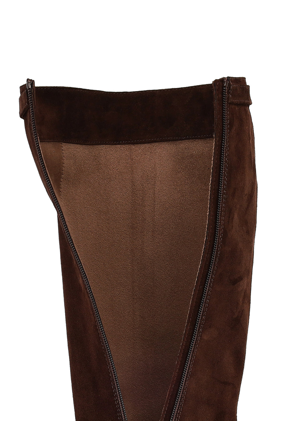 Women's Brown Zip-Up Chunky Sole Suede Leather Boots