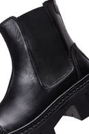 Women's Black Thick Soled Leather Chelsea Boots | Derimod