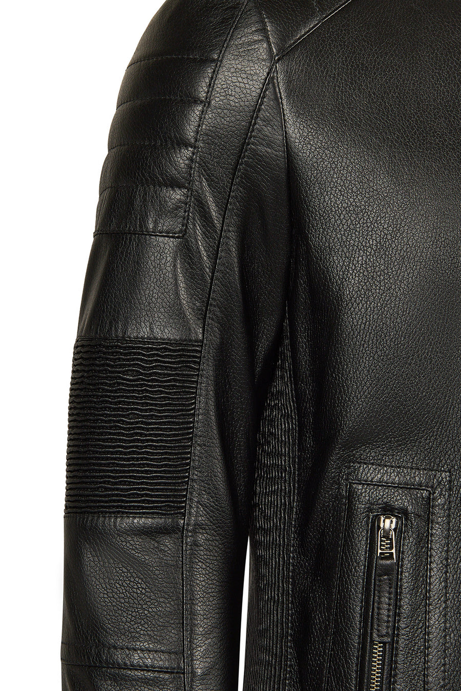 Lavine Male Black Slim-Fit Leather Jacket