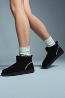 Women's Black Fur Detailed Suede Leather Boots | Derimod