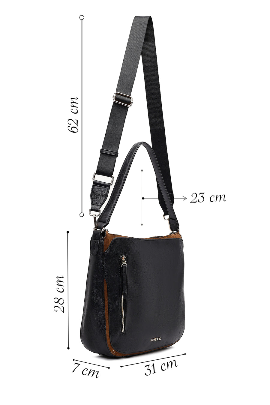 Woman Black Long-Strap Shoulder Bag