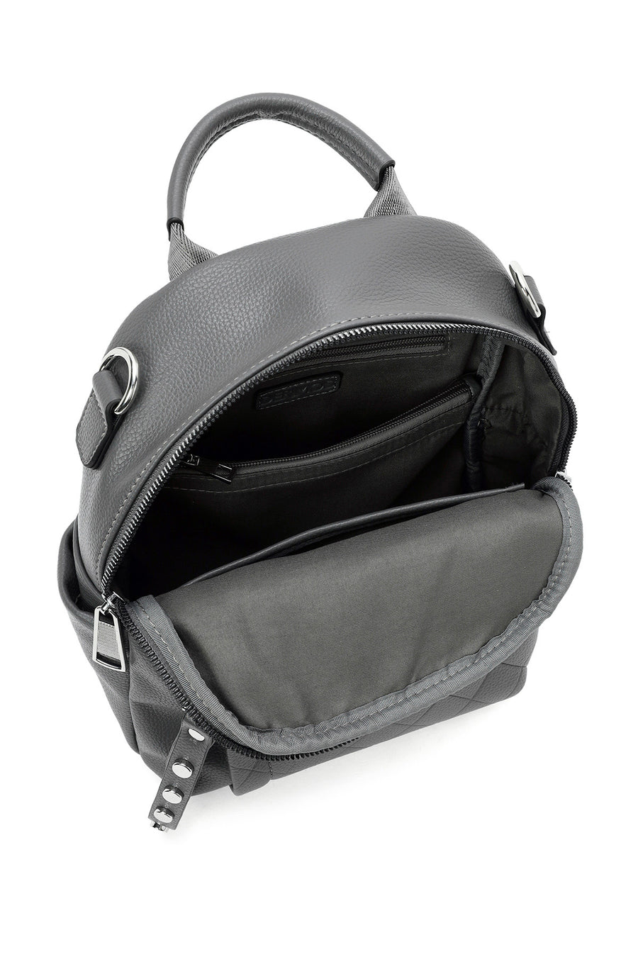 Women's Gray Long Strap Printed Backpack