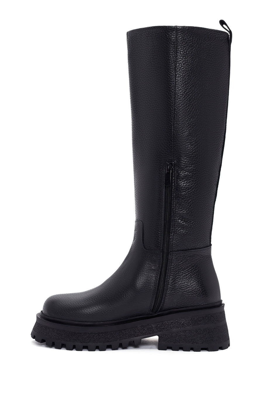 Women's Black Zippered Leather Boots