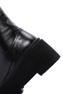 Women's Black Thick Soled Zippered Leather Boots | Derimod