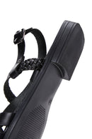 Women's Black Leather Sandals | Derimod