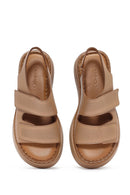 Kadın Camel Bantlı Kalın Tabanlı Deri Comfort Sandalet | Derimod