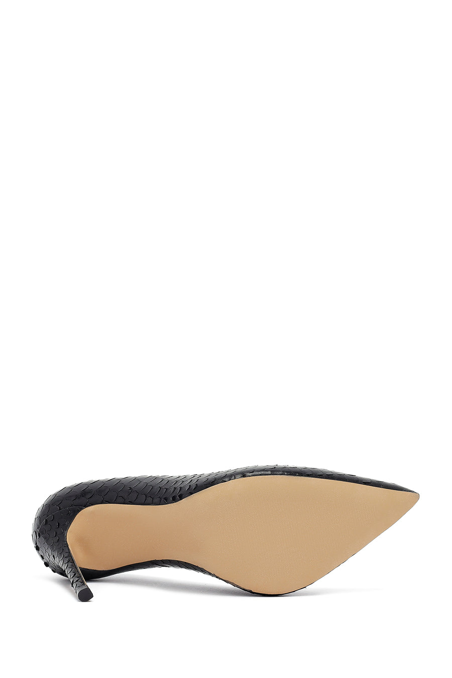 Women's Black Patterned High Thin Heel Leather Stiletto